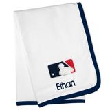 "White MLB Merchandise Personalized Baby Blanket"