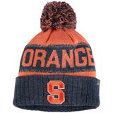 Youth Top of the World Orange Syracuse Below Zero Cuffed Knit Hat With Pom