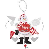 Nebraska Huskers Wood Cheering Snowman Ornament