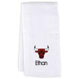 Infant White Chicago Bulls Personalized Burp Cloth