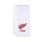 Infant White Detroit Red Wings Personalized Burp Cloth
