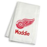 Infant White Detroit Red Wings Personalized Burp Cloth