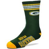 Youth For Bare Feet Green Bay Packers 4-Stripe Deuce Quarter-Length Socks