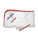 Infant White Washington Capitals Personalized Hooded Towel & Mitt Set