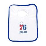 Newborn & Infant White Philadelphia 76ers Personalized Bib