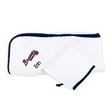 Infant White Atlanta Braves Personalized Hooded Towel & Mitt Set