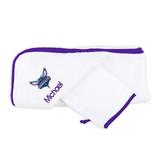 Infant White Charlotte Hornets Personalized Hooded Towel & Mitt Set
