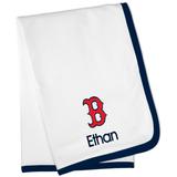 White Boston Red Sox Personalized Baby Blanket