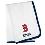 White Boston Red Sox Personalized Baby Blanket