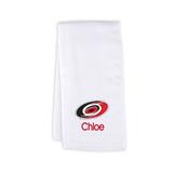 Infant White Carolina Hurricanes Personalized Burp Cloth