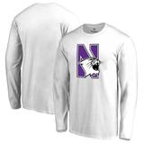 Men's Fanatics Branded White Northwestern Wildcats Primary Logo Long Sleeve T-Shirt