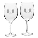 Miami Hurricanes Set of 2 Traditional Robusto Red Wine Table Glasses