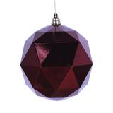 Vickerman 469774 - 8" Burgundy Shiny Geometric Ball Christmas Tree Ornament (M177565DS)