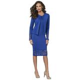Masseys Cutout Sheath Dress & Jacket (Size S) Royal Blue Polyester,Spandex