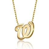 Women's Alex Woo Washington Nationals 16" Little Logo 14k Yellow Gold Necklace
