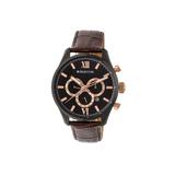 Heritor Automatic Benedict Leather-Band Watch with Day/Date Black/Dark Brown HERHR6806