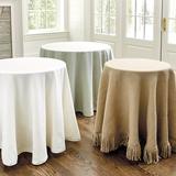 Essential Tablecloth Fringed Natural Burlap 84" - Ballard Designs