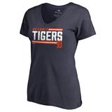Women's Fanatics Branded Navy Detroit Tigers Onside Stripe V-Neck T-Shirt