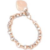 Diamond Accent Heart Tag Chain Bracelet In 18k Yellow And Rose Gold Over Sterling Silver-plated Brass - Metallic - Macy's Bracelets