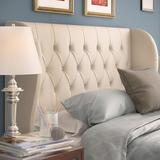Birch Lane™ Baynard Velvet Wingback Headboard Upholstered/Velvet in Brown, Size 55.0 H x 77.0 W x 13.0 D in | Wayfair