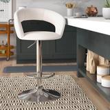 Brayden Studio® Evins Swivel Adjustable Height Bar Stool Upholstered/Leather/Metal/Faux leather in White, Size 23.5 W x 22.0 D in | Wayfair