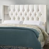 Greyleigh™ Whitingham Solid Wood Wingback Headboard Upholstered/Linen in White/Black, Size 56.0 H x 67.0 W x 8.0 D in | Wayfair BRYS9008 35050028