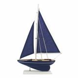 Handcrafted Nautical Decor Wooden Sailboat Wood in Blue/White, Size 17.0 H x 11.0 W x 2.0 D in | Wayfair sailboat17-107