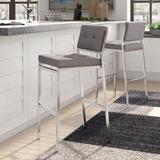 Latitude Run® Hughes 30" Bar Stool Upholstered/Metal in Gray, Size 39.5 H x 20.0 W x 17.0 D in | Wayfair LATT6220 38350906