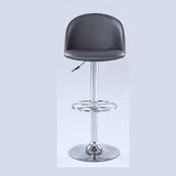 Hokku Designs Grabowicz Swivel Adjustable Height Bar Stool Wood/Upholstered/Leather/Metal/Faux leather in Brown/Gray, Size 18.7 W x 19.49 D in