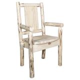 Loon Peak® Debbi Solid Wood Slat Back Arm Chair Wood in Brown/Green, Size 38.0 H x 28.0 W in | Wayfair LOPK7952 43886112