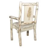 Loon Peak® Debbi Solid Wood Slat Back Arm Chair Wood in Brown/Green, Size 38.0 H x 19.0 W x 18.0 D in | Wayfair LOPK7961 43886130