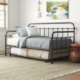 Rosalind Wheeler Dowitcher Florent Twin Daybed w/ Trundle Metal in Black/Brown/Yellow, Size 43.25 H x 40.75 W x 80.25 D in | Wayfair