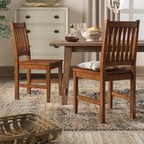 Three Posts™ Isaiah Solid Wood Slat Back Side Chair in Medium Oak Wood in Black/Brown/Red, Size 40.0 H x 23.5 W x 20.5 D in | Wayfair