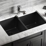 MR Direct Quartz Granite 36" L x 20" W Double Basin Undermount Kitchen Sink w/ Accessories in Black/Gray/White, Size 9.5 H x 32.5 W x 20.38 D in