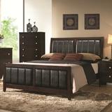 Red Barrel Studio® Boden Solid Wood Standard Bed Upholstered/Faux leather in Black/Brown, Size 50.5 H x 63.25 W x 86.5 D in | Wayfair