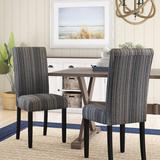 Andover Mills™ Nava Linen Dining Chair Wood/Upholstered/Fabric in Orange/Gray, Size 40.0 H x 18.0 W x 22.0 D in | Wayfair