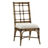 Tommy Bahama Home Twin Palms Dining Chair Upholstered/Wicker/Rattan/Genuine Leather in Brown/White, Size 41.0 H x 22.0 W x 27.0 D in Wayfair