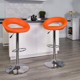 Flash Furniture Contemporary Adjustable Height Swivel Bar Stool w/ Cushion Upholstered/Metal in Orange, Size 21.5 W x 21.5 D in | Wayfair