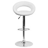 Flash Furniture Contemporary Adjustable Height Swivel Bar Stool w/ Cushion Upholstered/Metal in White, Size 21.5 W x 21.5 D in | Wayfair