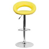 Flash Furniture Contemporary Adjustable Height Swivel Bar Stool w/ Cushion Upholstered/Metal in Yellow, Size 21.5 W x 21.5 D in | Wayfair