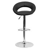 Flash Furniture Contemporary Adjustable Height Swivel Bar Stool w/ Cushion Upholstered/Metal in Black, Size 21.5 W x 21.5 D in | Wayfair
