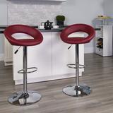 Flash Furniture Contemporary Adjustable Height Swivel Bar Stool w/ Cushion Upholste/Metal in Red, Size 21.5 W x 21.5 D in | Wayfair DS-811-BURG-GG
