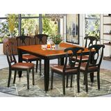 August Grove® Pilning Butterfly Leaf Solid Wood Dining Set Wood/Upholstered Chairs in Brown | Wayfair AGTG6543 44327005