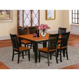 August Grove® Pilning 7 Piece Butterfly Leaf Rubber Solid Wood Dining Set Wood in Black/Brown | Wayfair AGTG6446 44326609