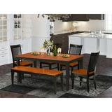 August Grove® Cleobury 6 - Person Butterfly Leaf Rubberwood Solid Wood Dining Set Wood in Black, Size 30.0 H in | Wayfair AGTG6440 44326595