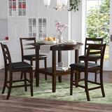 Dining Set - Alcott Hill® Gosselin 5 Piece Counter Height Dining Set, Wood/Upholstered Chairs/Solid Wood in Brown, Small (Seats up to 4)