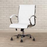 Brayden Studio® Camp Mabry Mid-Back Designer LeatherSoft Executive Swivel Office Chair w/Chrome Base & Arms Upholstered/Metal | Wayfair