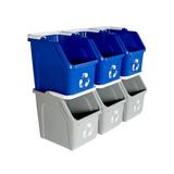 Busch Systems Mobius Loop 22 Piece 6 Gallon Curbside Trash & Recycling Bin Set Plastic in Gray/Blue, Size 13.25 H x 14.0 W x 10.63 D in | Wayfair