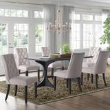 Canora Grey Anona Dining Set Wood/Upholstered Chairs in Brown/Gray | Wayfair BC47619C5A784938BBFC6611EB218E30