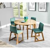 Corrigan Studio® Chicoine 5 - Piece Extendable Solid Oak Dining Set Wood/Upholstered Chairs in Blue/Brown, Size 29.9 H in | Wayfair